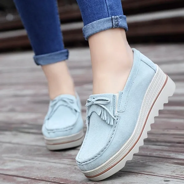 Suede Winter Warm Flats Swing Wedges Chaussure Femme Woman Platform Shoes