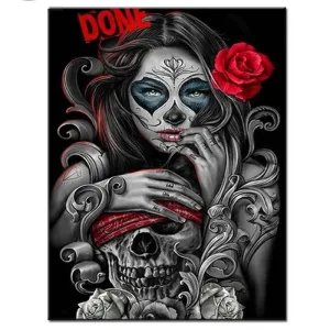 Sugar skull rose girl 5d diamond painting Full drill round/square Diamond Embroidery Rhinestone Mosaic horror art