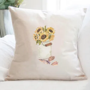 Sunflowers and Seashells - Square Canvas Pillow