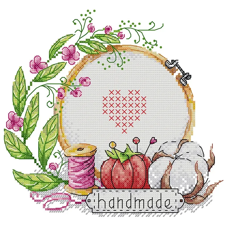 Tea Set and Embroidery Floral Pattern Cross Stitch Kits