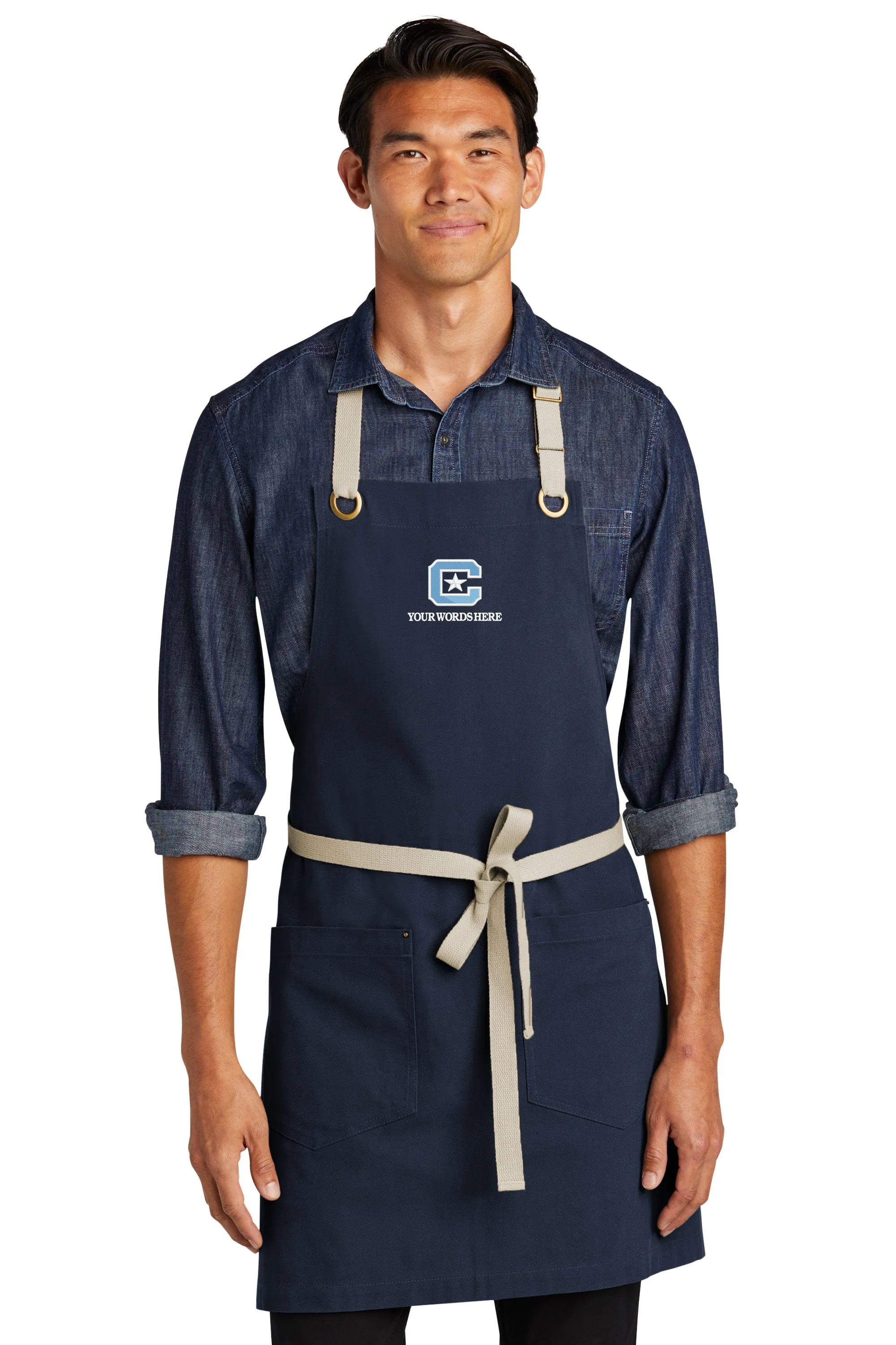 The Citadel, Customizable (Your Words), C Star, Embroidered, Port Authority® Canvas Full-Length Two-Pocket Apron