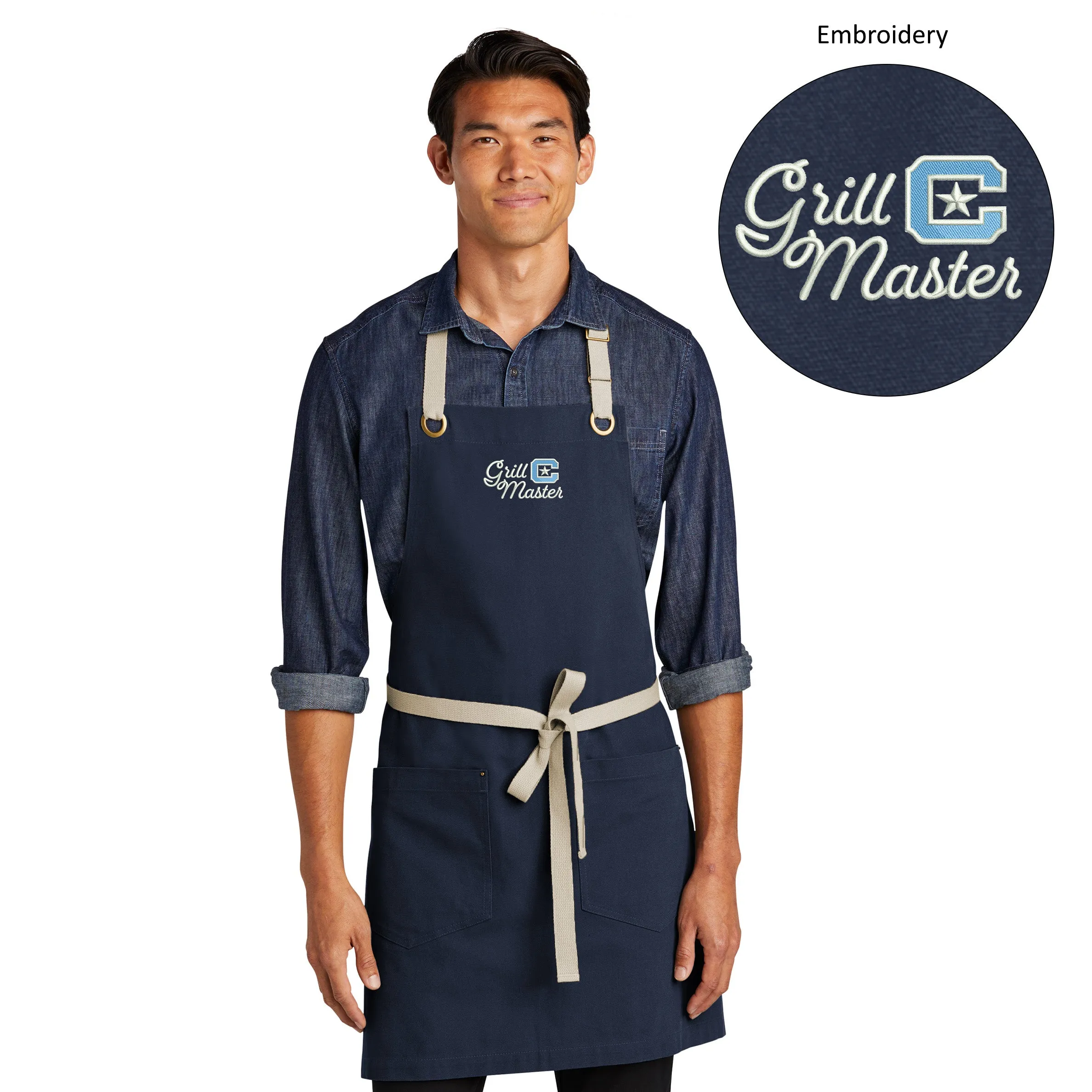 The Citadel, Grill Master, C Star, Embroidered Port Authority® Canvas Full-Length Two-Pocket Apron