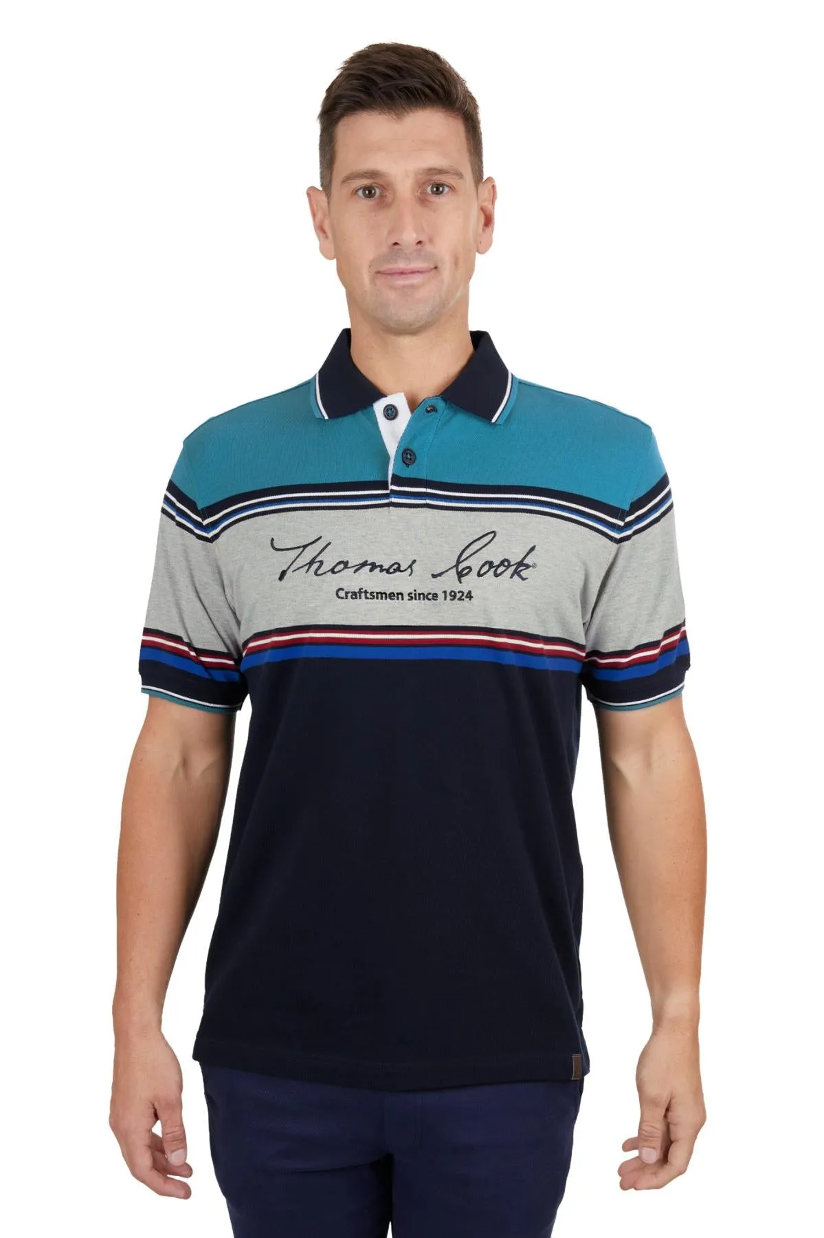 Thomas Cook Mens Dylan Tailored Short Sleeve Polo - Navy/Blue