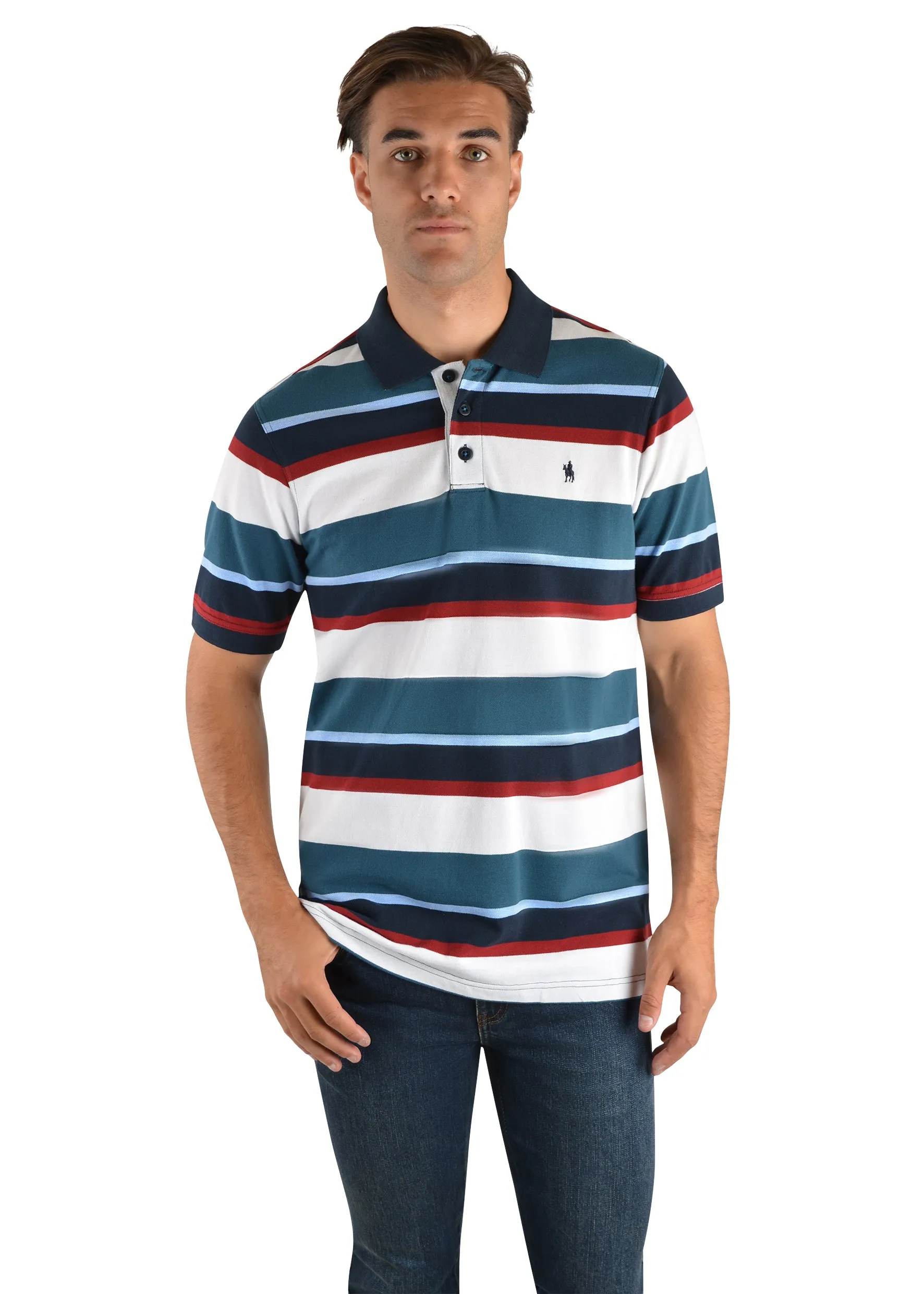 Thomas Cook Men's Hunter Short Sleeve Polo - Navy/Ocean