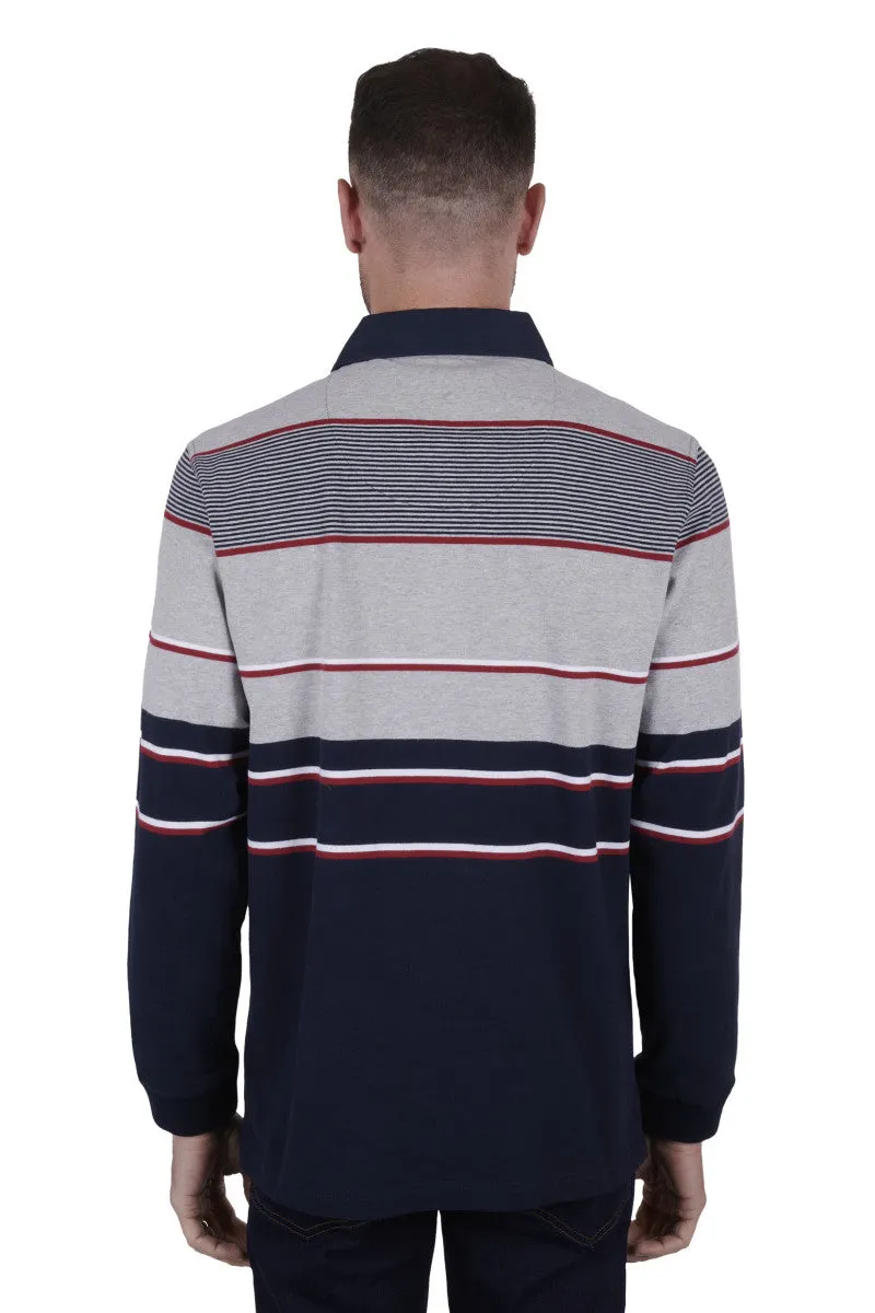 Thomas Cook Men's Zac Stripe Rugby - Navy/Grey Marle