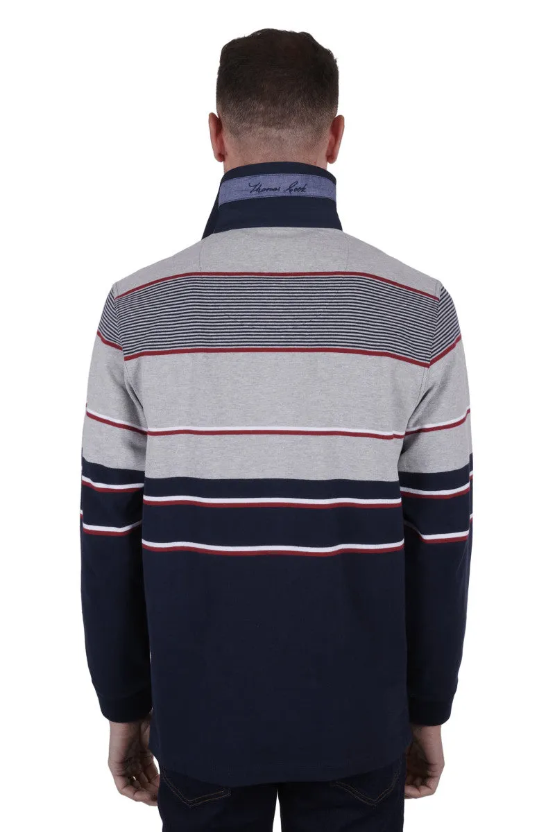 Thomas Cook Men's Zac Stripe Rugby - Navy/Grey Marle