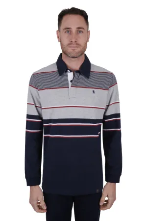 Thomas Cook Men's Zac Stripe Rugby - Navy/Grey Marle