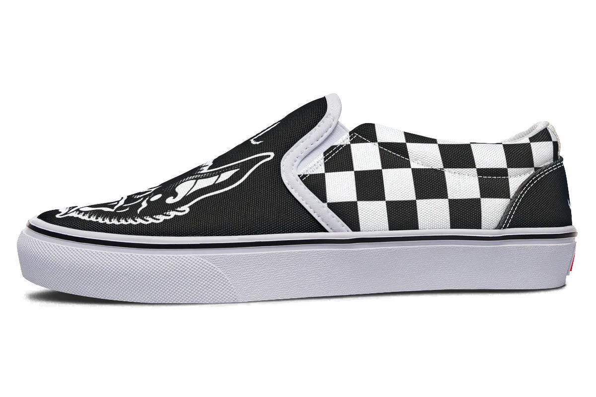 Traditional Checkered Bats Slip On Shoes