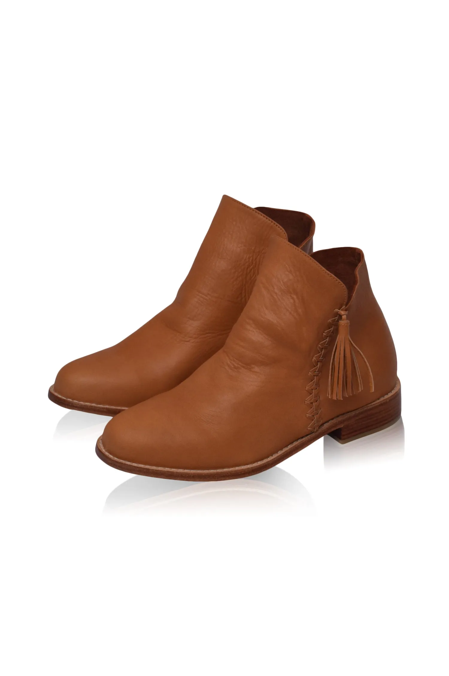 Treasure Leather Ankle Boots in Dark Tan
