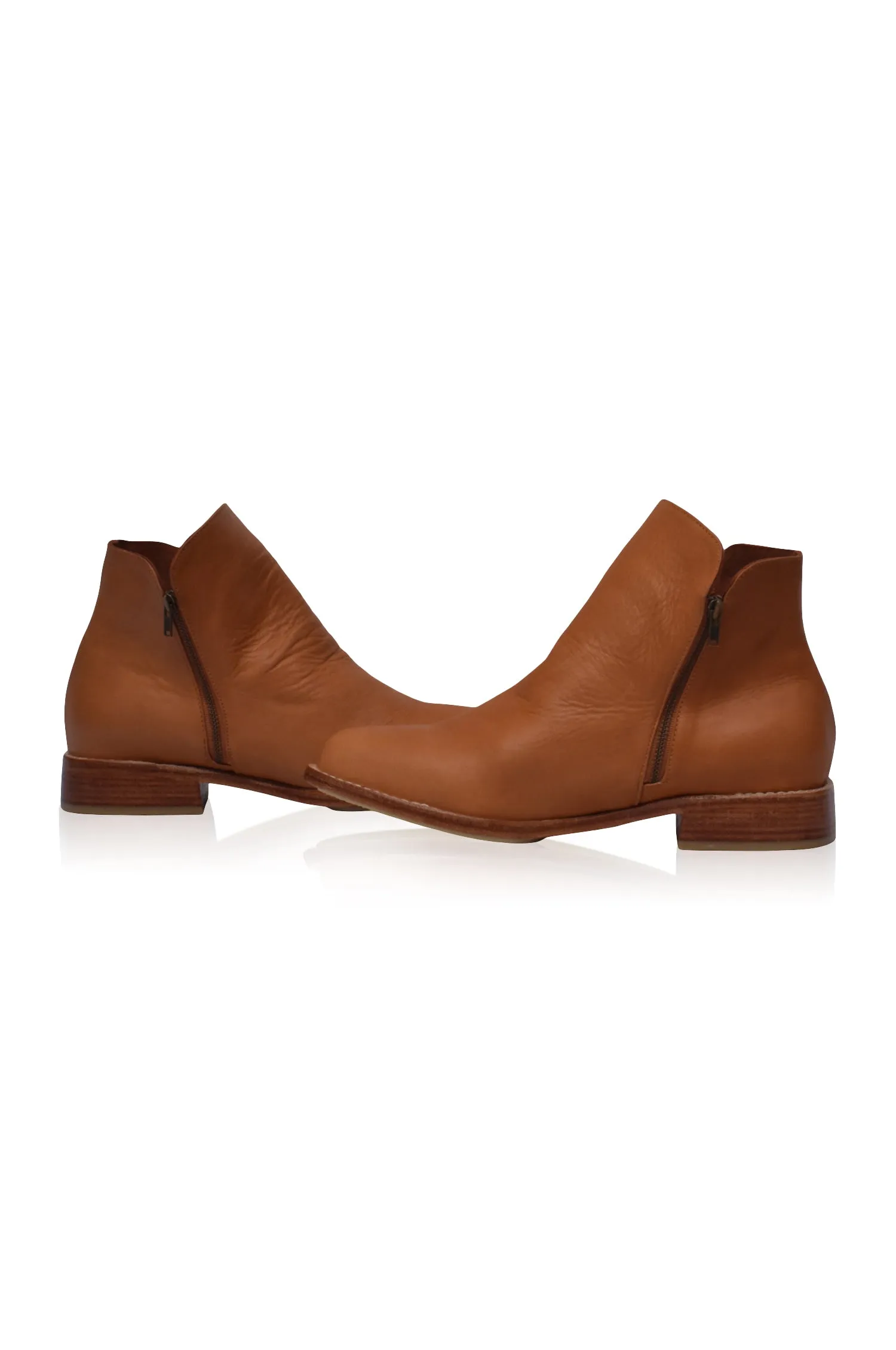 Treasure Leather Ankle Boots in Dark Tan