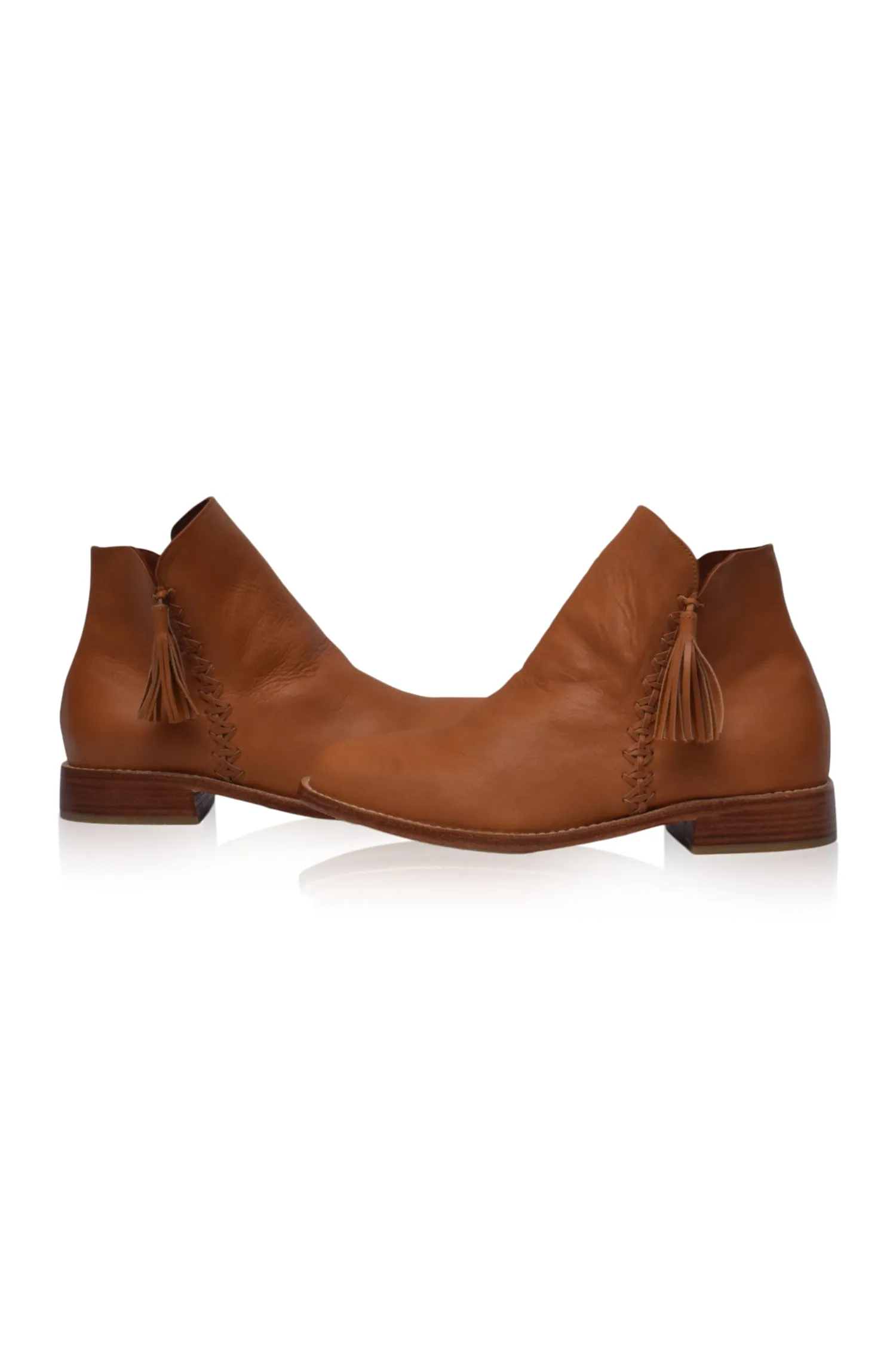 Treasure Leather Ankle Boots in Dark Tan