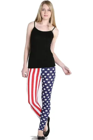 USA Flag Print Leggings