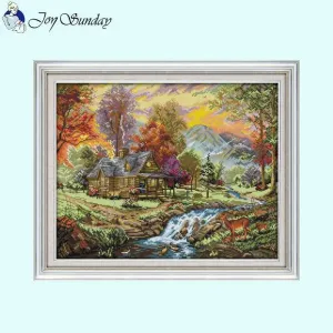 Vacation Villa Scenery Pattern Cross Stitch Embroidery Kit
