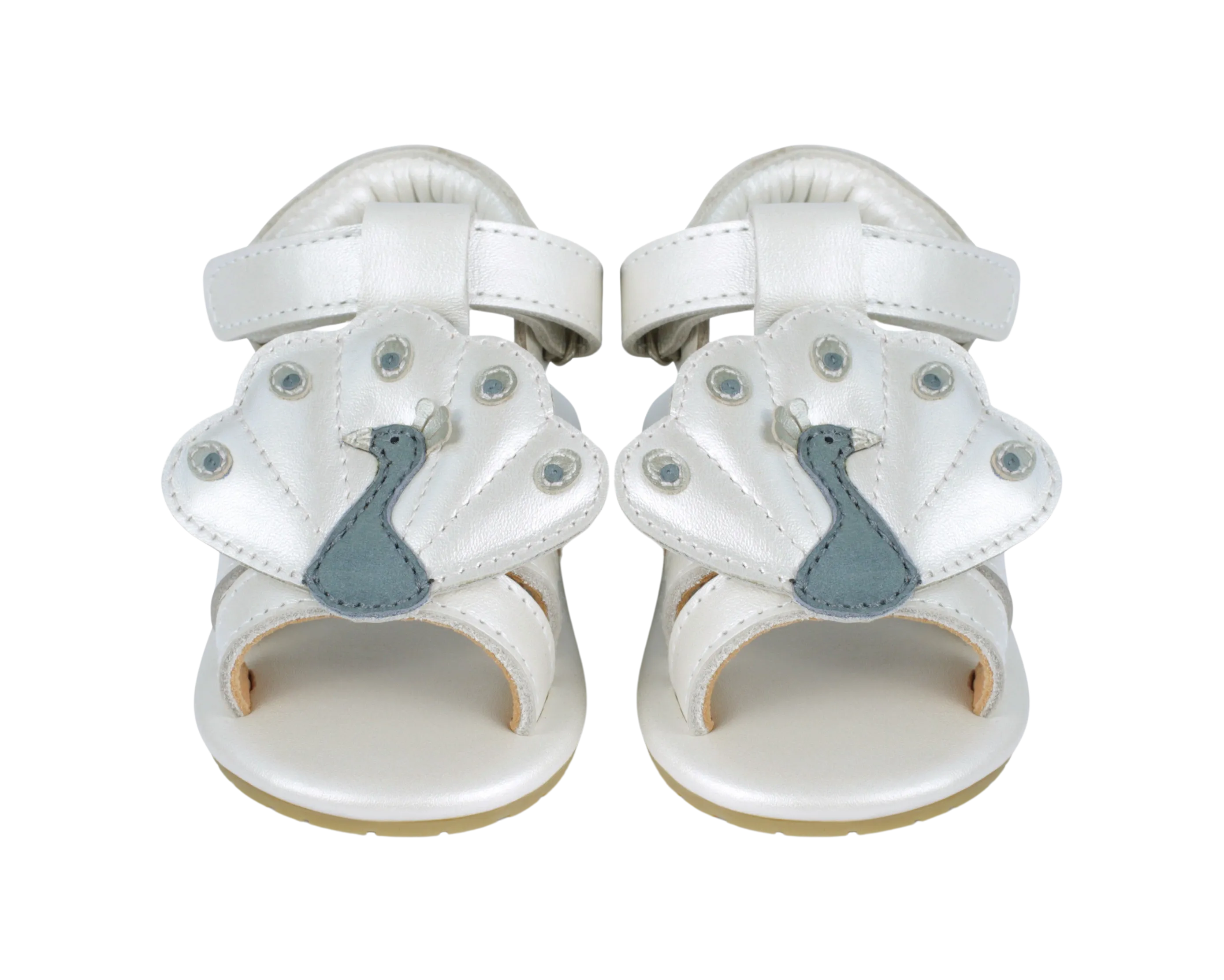 Vazi Sandals | Peacock | Off White Metallic Leather