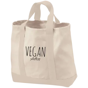 Vegan Embroidered Shopping Tote Bag