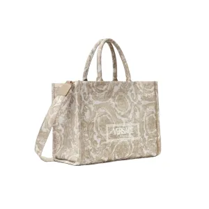 VERSACE BAROCCO ATHENA TOTE BAG BEIGE PRINT