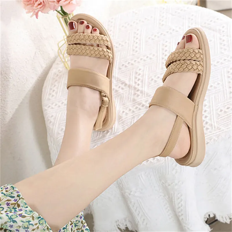 Vintage Braided Strap Cozy Lightweight Sandals for Women