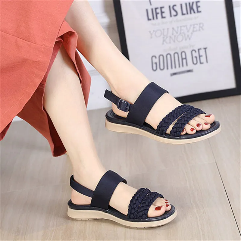Vintage Braided Strap Cozy Lightweight Sandals for Women