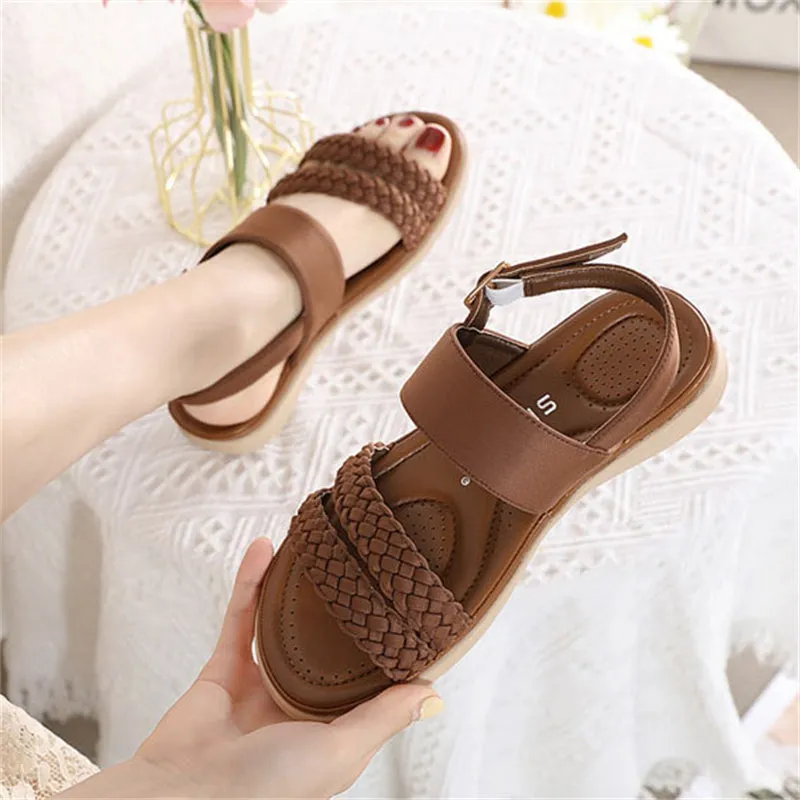 Vintage Braided Strap Cozy Lightweight Sandals for Women