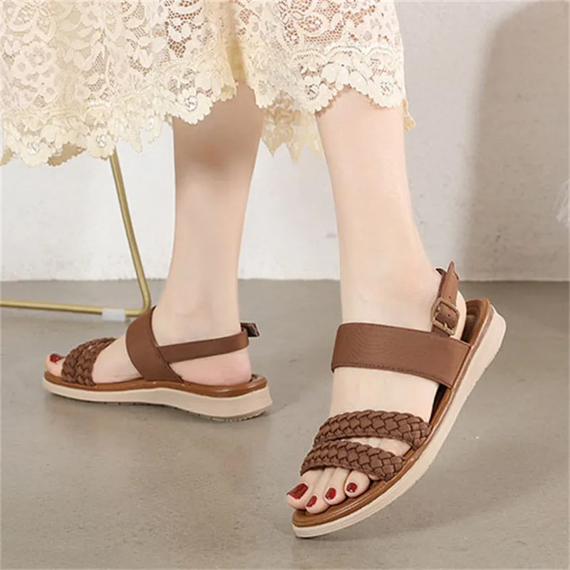 Vintage Braided Strap Cozy Lightweight Sandals for Women