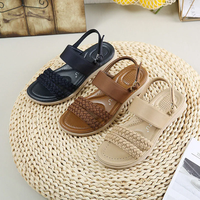 Vintage Braided Strap Cozy Lightweight Sandals for Women