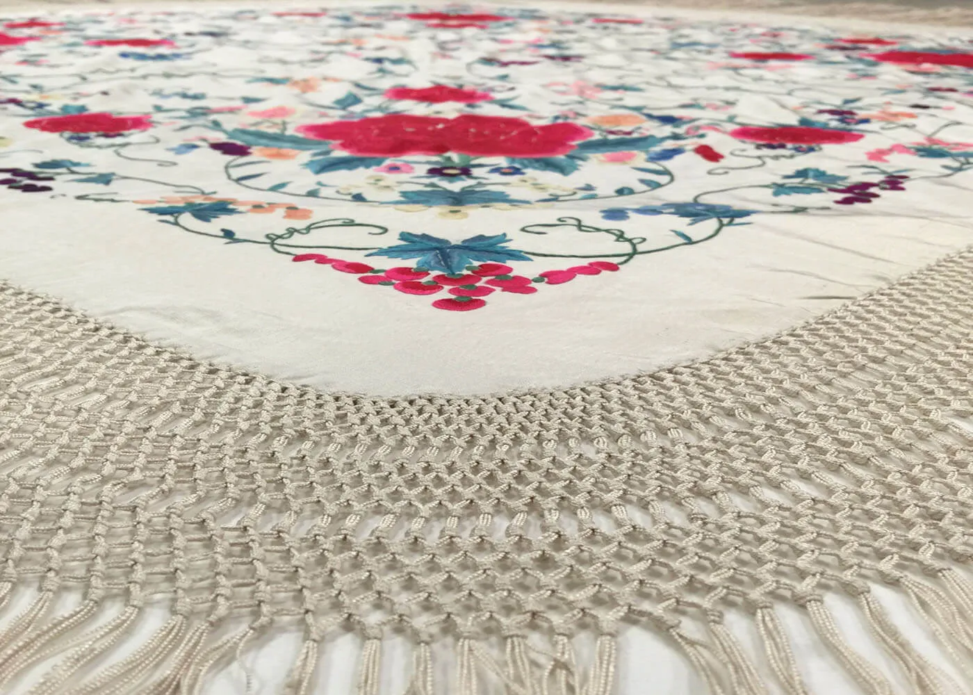 Vintage Cantonese Silk Embrodery - 4'2" x 4'2"