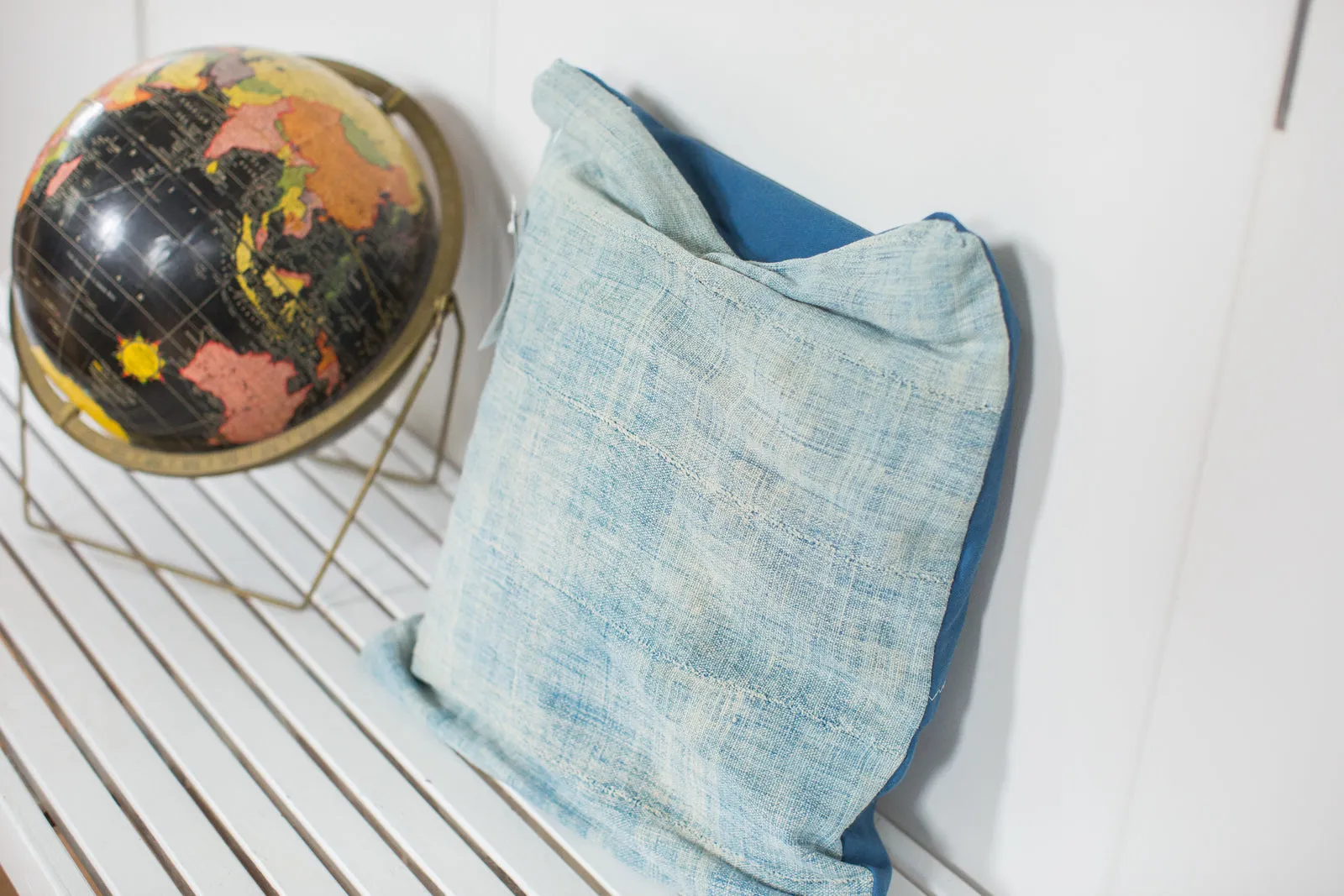 Vintage Light Blue Indigo Pillow