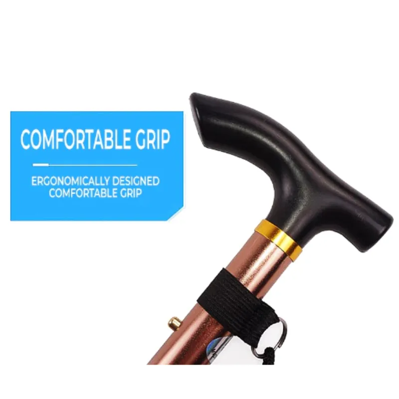 Walking Stick Folding Collapsible Walking Cane Lightweight Elder Cane with Rubber Buffer Height Adjustable Walking Stick Unisex