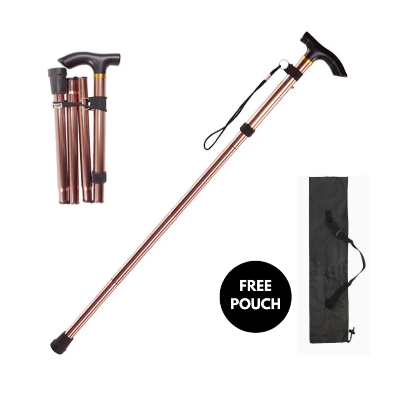 Walking Stick Folding Collapsible Walking Cane Lightweight Elder Cane with Rubber Buffer Height Adjustable Walking Stick Unisex