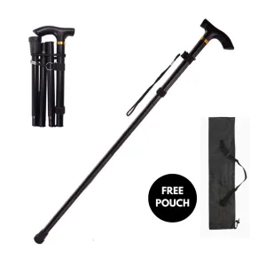 Walking Stick Folding Collapsible Walking Cane Lightweight Elder Cane with Rubber Buffer Height Adjustable Walking Stick Unisex