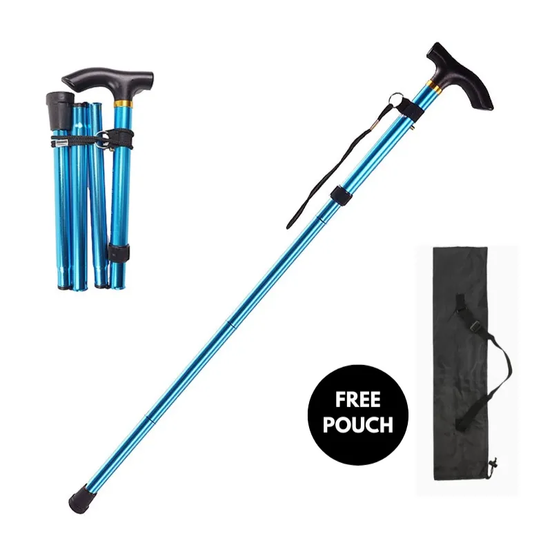Walking Stick Folding Collapsible Walking Cane Lightweight Elder Cane with Rubber Buffer Height Adjustable Walking Stick Unisex