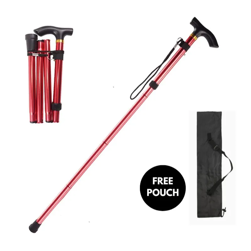 Walking Stick Folding Collapsible Walking Cane Lightweight Elder Cane with Rubber Buffer Height Adjustable Walking Stick Unisex