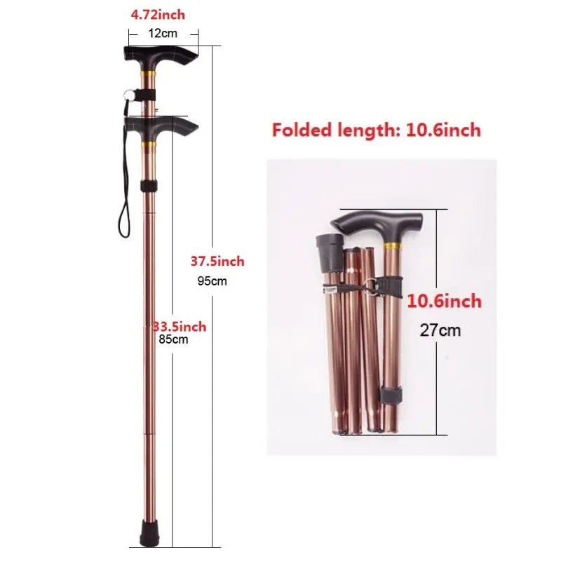 Walking Stick Folding Collapsible Walking Cane Lightweight Elder Cane with Rubber Buffer Height Adjustable Walking Stick Unisex