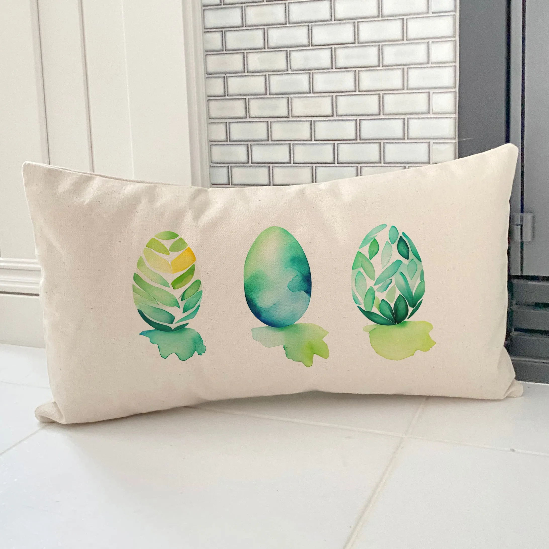 Watercolor Easter Eggs - Rectangular Canvas Pillow