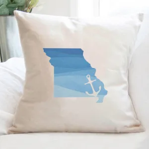 Watercolor State with Anchor - Square Canvas Pillow