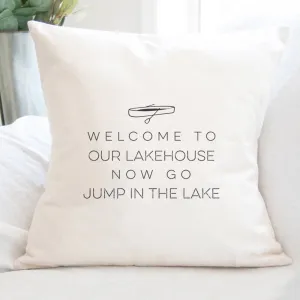 Welcome Lakehouse (Canoe) - Square Canvas Pillow