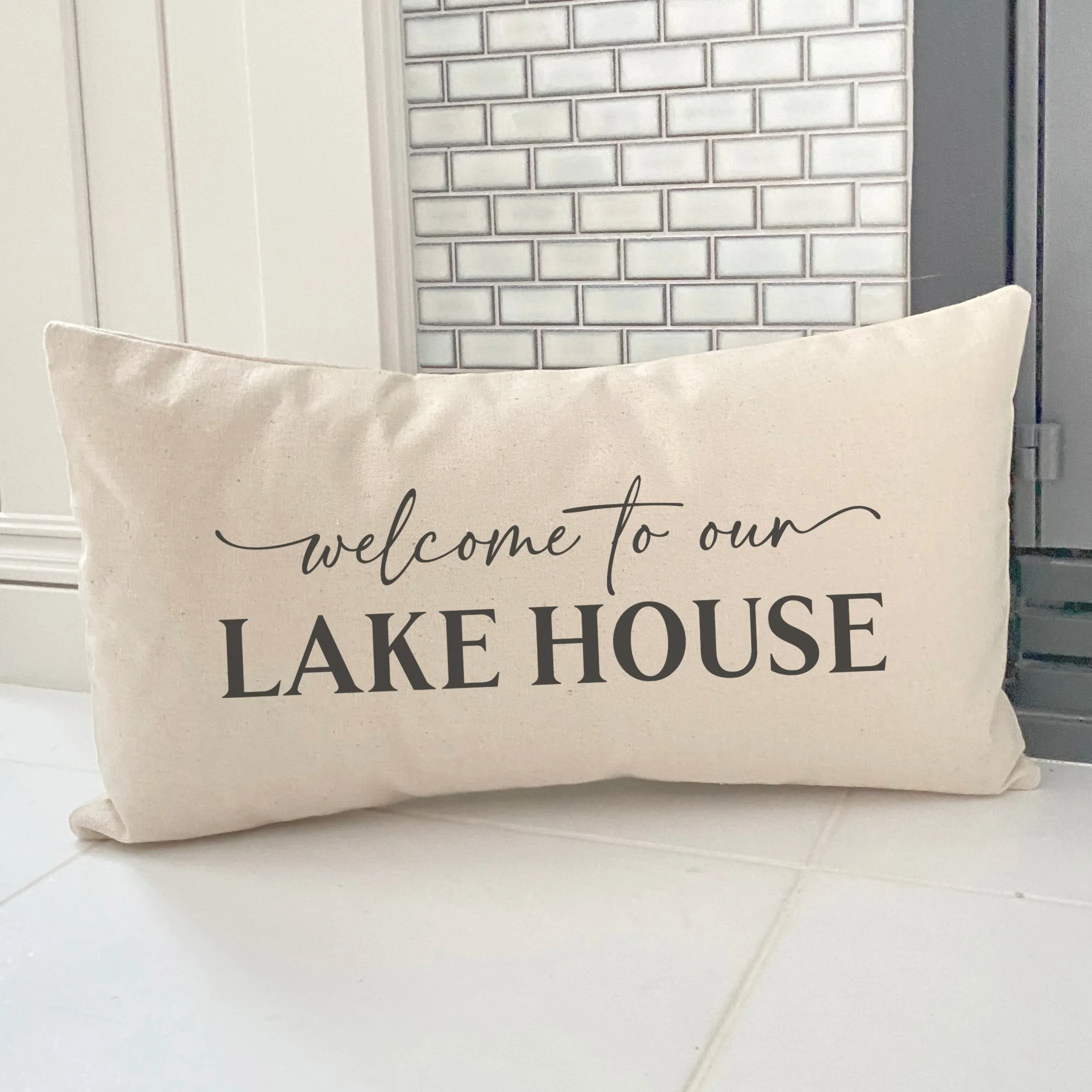 Welcome to our Lakehouse - Rectangular Canvas Pillow