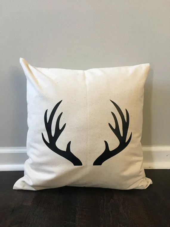 White Antler Pillow Cover