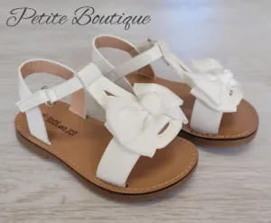 White bow strap sandals