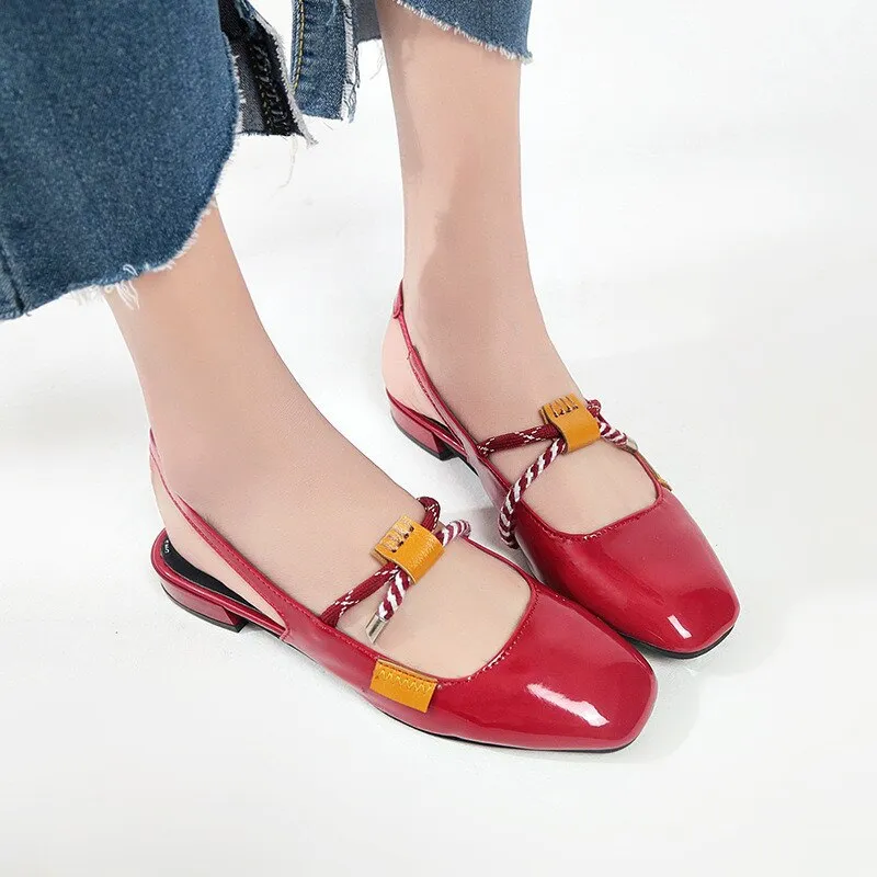 Women Low Heel Shoes Fashion Pure Color Sandals