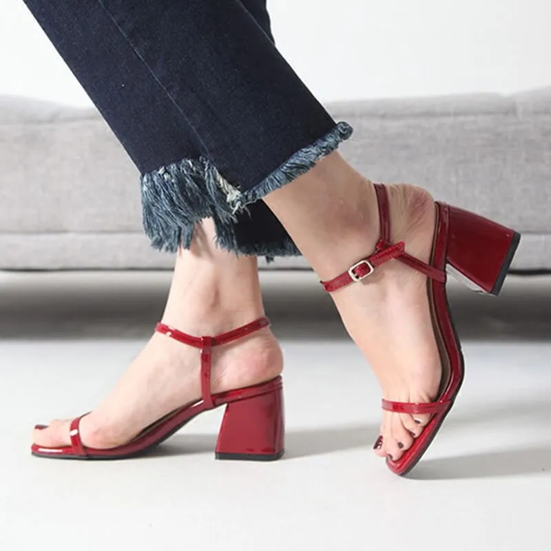 Women‘s Block Heel One Strap Open Toe Sandals AS22