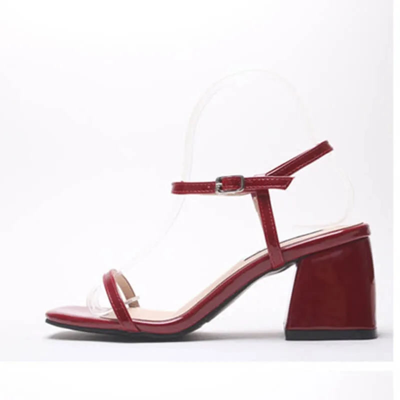 Women‘s Block Heel One Strap Open Toe Sandals AS22
