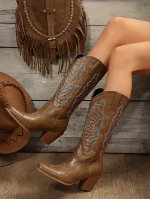 Women'S Fashionable Four Seasons Western-Style Casual Riding Boots Cowgirl Boots Women, Cowboy Boots for Women