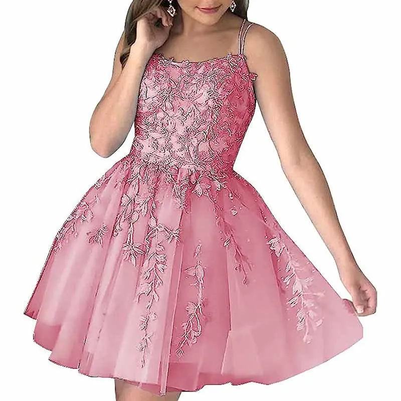Women's Homecoming Dresses Short Prom Dress Lace Appliques Teens Party Gowns