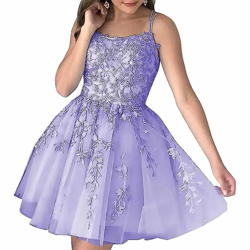 Women's Homecoming Dresses Short Prom Dress Lace Appliques Teens Party Gowns