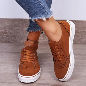 Women's Lace-Up Suede Flat Sneakers