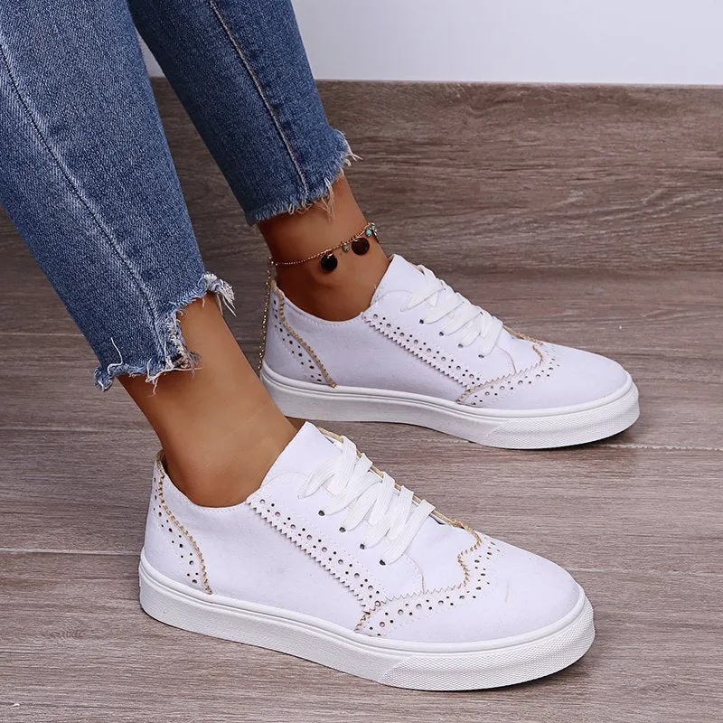 Women's Lace-Up Suede Flat Sneakers