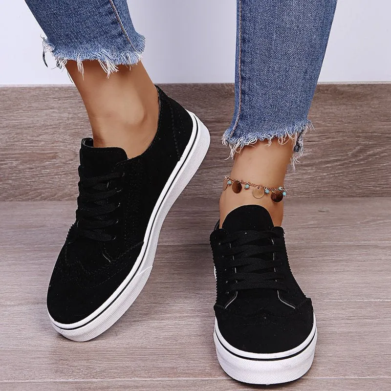 Women's Lace-Up Suede Flat Sneakers