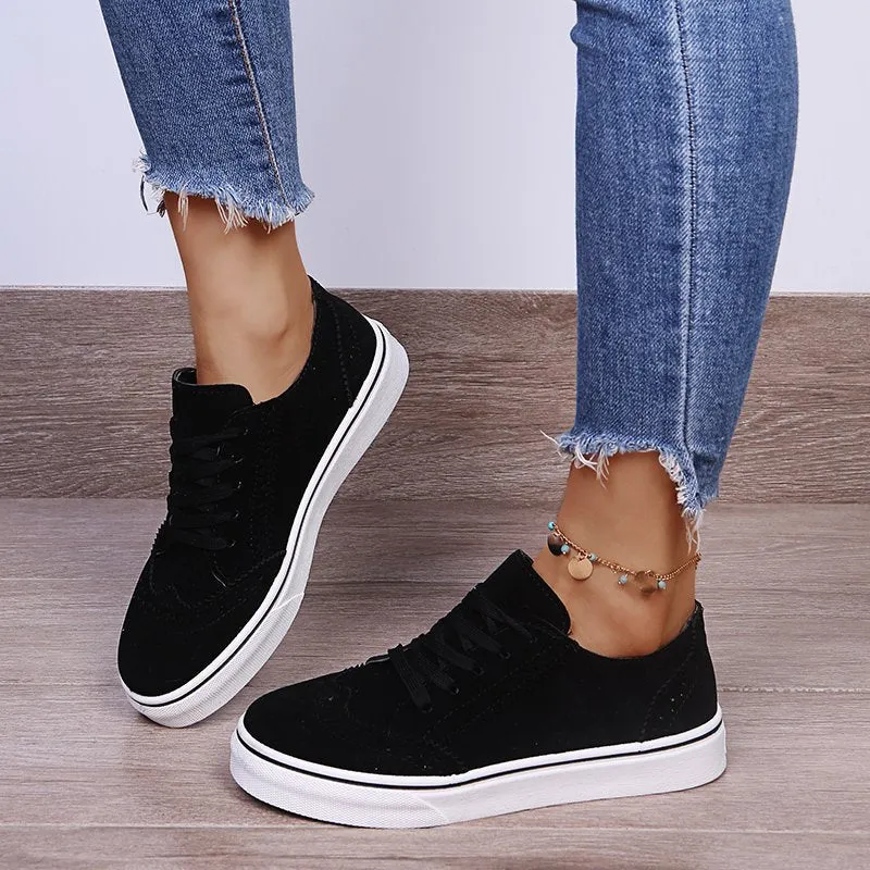 Women's Lace-Up Suede Flat Sneakers
