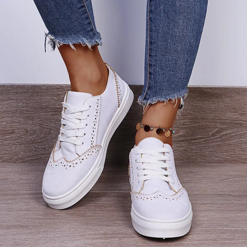 Women's Lace-Up Suede Flat Sneakers